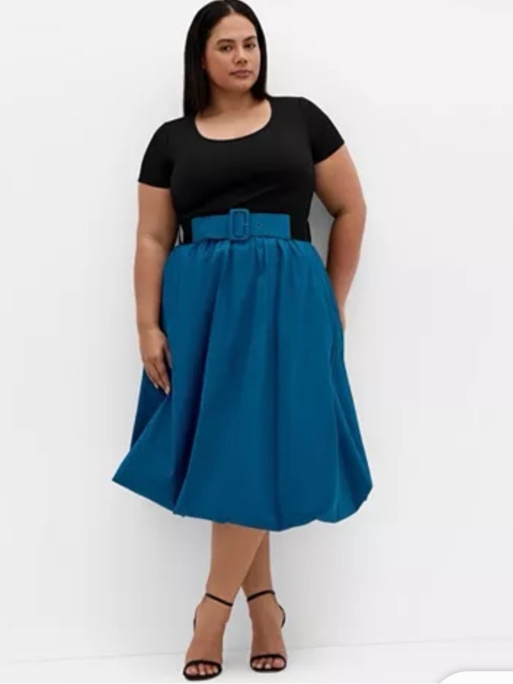 City Chic Dress Paris Love Plus-Size 24 Teal Belted Midi Skirt-NWT